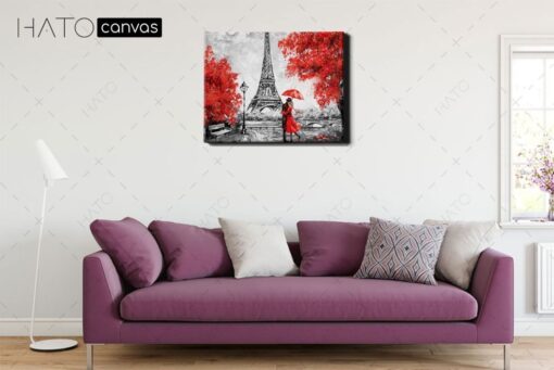 tranh dầu in canvas tháp eiffel Paris 4